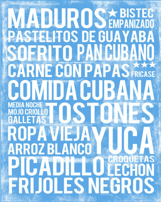 Cuban Food Subway Art from Marta Darby Designs