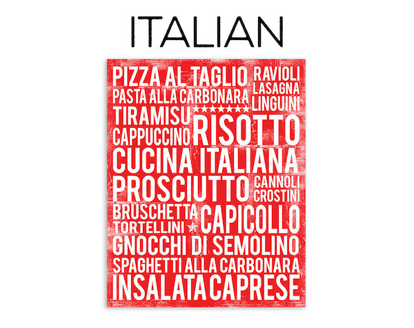 Italian food poster in subway art style