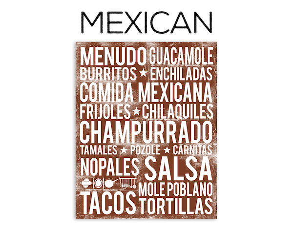 Mexican food poster in subway art style