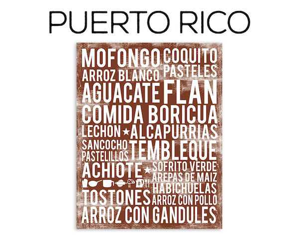 Puerto Rico food poster in subway art style