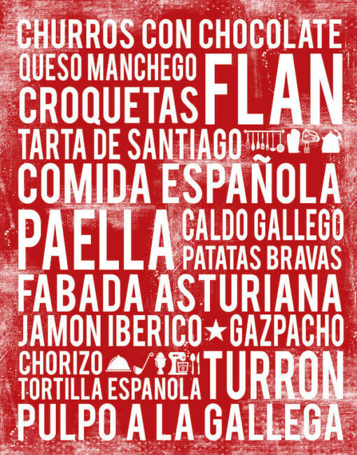 Spanish food poster in subway art style